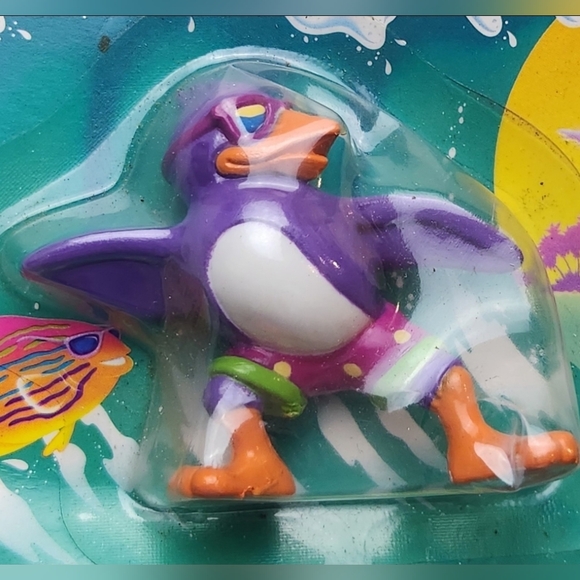 Lisa Frank Penguin Surfer PVC Toy Figure 1990s Collectible Rare - Picture 3 of 6